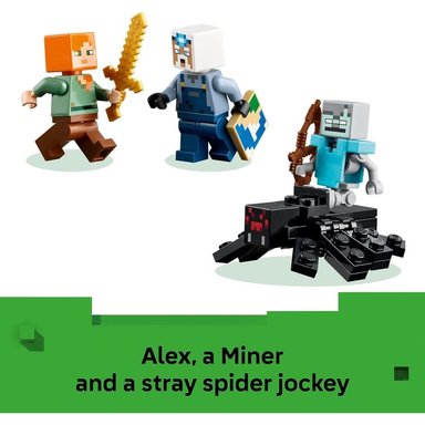 LEGO MINECRAFT LA MINA DEL PICO, MINIFIGURAS ALEX, MINERO Y ARAÑA ERRANTE - 5