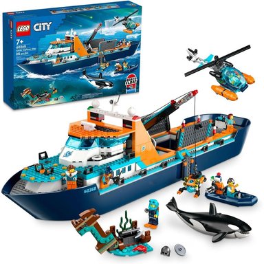 LEGO CITY BARCO EXPLORADOR ÁRTICO SET CON BOTE, HELICÓPTERO, SUBMARINO Y 7 MINIFIGURAS