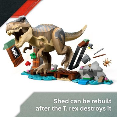 LEGO JURASSIC WORLD T. REX ESCAPE DEL RÍO, DINOSAURIO CON BARCO Y MINIFIGURAS - 5
