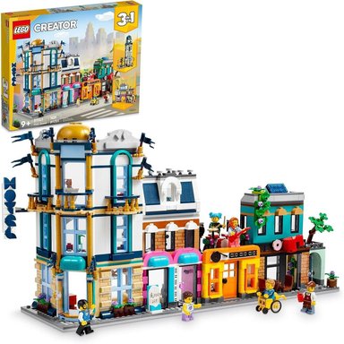 LEGO CREATOR MAIN STREET SET DE CONSTRUCCIÓN 3 EN 1 CON HOTEL, CAFETERÍA Y TIENDA