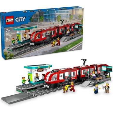 LEGO TRANVÍA Y ESTACIÓN DE TREN DEL CENTRO DE LA CIUDAD, SET DE CONSTRUCCIÓN CREATIVO