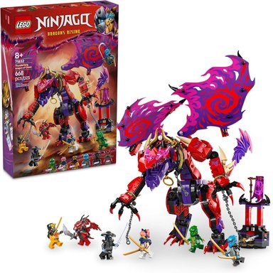 LEGO NINJAGO DRAGÓN COLMILLO DE TRUENO DEL CAOS, JUGUETE CON 6 MINIFIGURAS