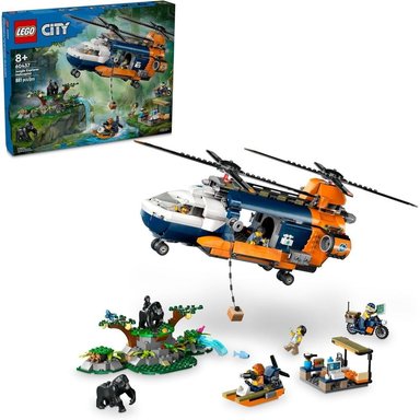 HELICÓPTERO EXPLORADOR DE LA JUNGLA LEGO CITY CON 5 MINIFIGURAS Y GORILAS