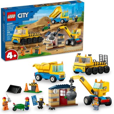 LEGO CITY CAMIONES DE CONSTRUCCIÓN Y GRÚA CON BOLA DE DEMOLICIÓN SET INFANTIL