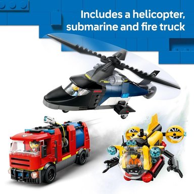 LEGO CITY HELICÓPTERO, CAMIÓN DE BOMBEROS Y SUBMARINO, INCLUYE 3 MINIFIGURAS - 3