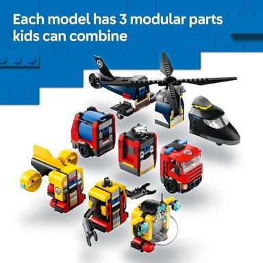 LEGO CITY HELICÓPTERO, CAMIÓN DE BOMBEROS Y SUBMARINO, INCLUYE 3 MINIFIGURAS - 4