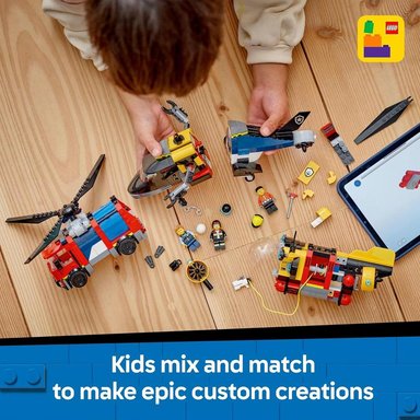 LEGO CITY HELICÓPTERO, CAMIÓN DE BOMBEROS Y SUBMARINO, INCLUYE 3 MINIFIGURAS - 5