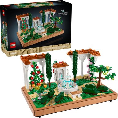 LEGO ICONS JARDÍN CON FUENTE, KIT DE BRICOLAJE Y DECORACIÓN