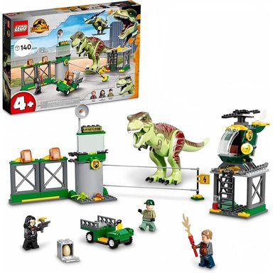 LEGO JURASSIC WORLD FUGA DEL T. REX JUGUETE DE DINOSAURIOS CON AEROPUERTO Y BUGGY - 1