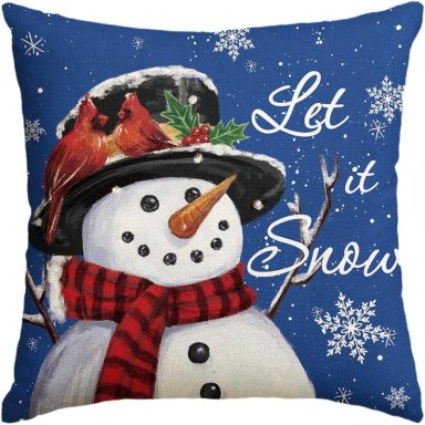 AVOIN FUNDA DE COJÍN COLORLIFE CON MUÑECO DE NIEVE, 45 X 45 CM | AZUL