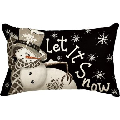 AVOIN FUNDA DE COJÍN DECORATIVA COLORLIFE NAVIDEÑA, 30 X 50 CM | NEGRO