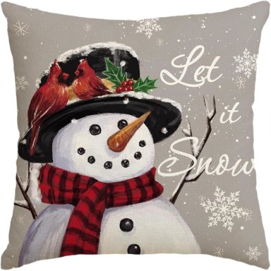 AVOIN FUNDA DE COJÍN COLORLIFE CON MUÑECO DE NIEVE, 45 X 45 CM | GRIS