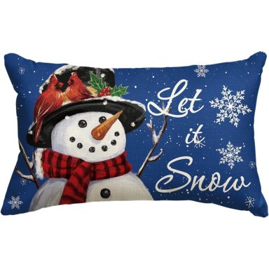 AVOIN FUNDA DE COJÍN COLORLIFE CON MUÑECO DE NIEVE, 30 X 50 CM | AZUL