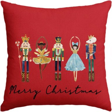AVOIN FUNDA DE COJÍN DECORATIVA NUTCRACKER ROJA, 45 X 45 CM | ROJA