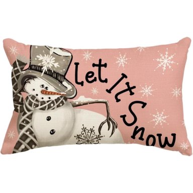 AVOIN FUNDA DE COJÍN COLORLIFE NAVIDEÑA CON MUÑECO DE NIEVE, 30 X 50 CM | ROSA