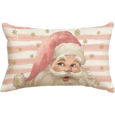 AVOIN FUNDA DE COJÍN DECORATIVA COLORLIFE DE PAPÁ NOEL, 30 X 50 CM | ROSA