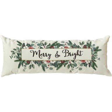 AVOIN FUNDA DE COJÍN CHRISTMAS MERRY Y BRIGHT, 35,5 X 91,5 CM | VERDE