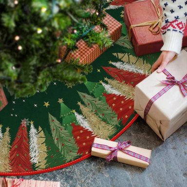 AVOIN FALDA PARA ÁRBOL DE NAVIDAD CON ESTRELLAS DE 122 CM | VERDE - 2