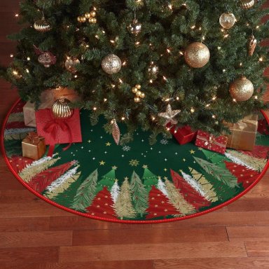 AVOIN FALDA PARA ÁRBOL DE NAVIDAD CON ESTRELLAS DE 122 CM | VERDE - 5