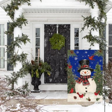 AVOIN BANDERA NAVIDEÑA DE JARDÍN CON MUÑECO DE NIEVE AZUL, 30X45 CM | AZUL - 3