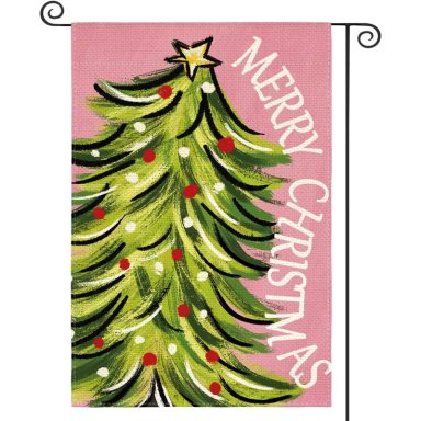 AVOIN BANDERA DE JARDÍN COLORLIFE ROSA DE FELIZ NAVIDAD, 30 X 45 CM | ROSA