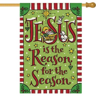 AVOIN BANDERA DE CASA 'BANDERA NAVIDAD JESÚS', 71 X 102 CM | VERDE