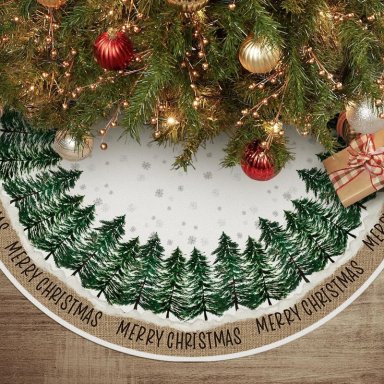 AVOIN FALDA PARA ÁRBOL DE NAVIDAD MERRY CHRISTMAS DE 122 CM | BLANCO - 1