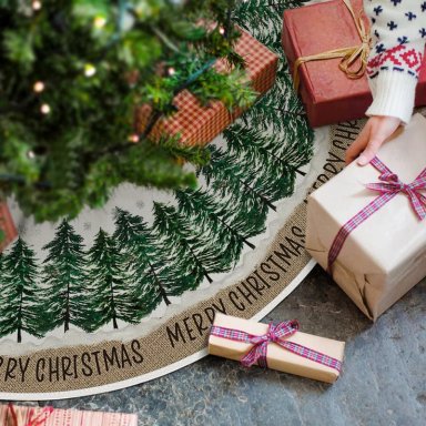 AVOIN FALDA PARA ÁRBOL DE NAVIDAD MERRY CHRISTMAS DE 122 CM | BLANCO - 2