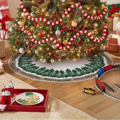 AVOIN FALDA PARA ÁRBOL DE NAVIDAD MERRY CHRISTMAS DE 122 CM | BLANCO - 3