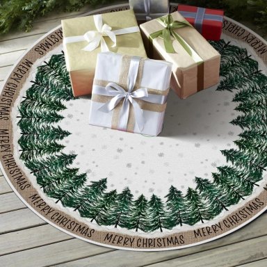 AVOIN FALDA PARA ÁRBOL DE NAVIDAD MERRY CHRISTMAS DE 122 CM | BLANCO - 4