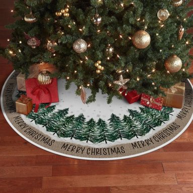 AVOIN FALDA PARA ÁRBOL DE NAVIDAD MERRY CHRISTMAS DE 122 CM | BLANCO - 5