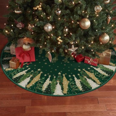 AVOIN FALDA PARA ÁRBOL DE NAVIDAD DE ESTRELLA Y COPO DE NIEVE DE 91 CM | VERDE - 5