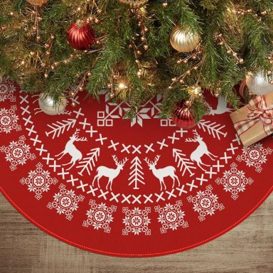 AVOIN FALDA PARA ÁRBOL DE NAVIDAD COLORLIFE FAIR ISLE DE 122 CM | ROJO