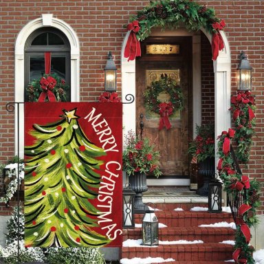 AVOIN BANDERA DE JARDÍN COLORLIFE FELIZ NAVIDAD, 30 X 45 CM | ROJO - 2