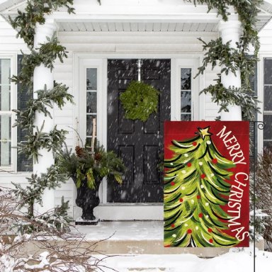 AVOIN BANDERA DE JARDÍN COLORLIFE FELIZ NAVIDAD, 30 X 45 CM | ROJO - 3