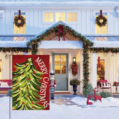 AVOIN BANDERA DE JARDÍN COLORLIFE FELIZ NAVIDAD, 30 X 45 CM | ROJO - 4
