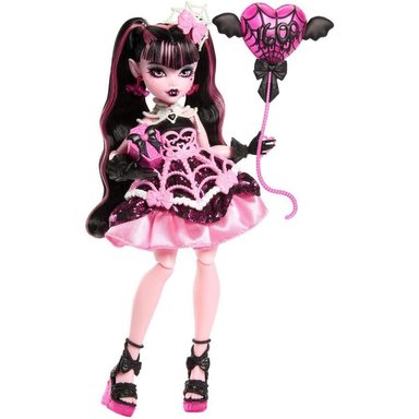MONSTER HIGH DRACULAURA, VESTIDO ROSA CON ACCESORIOS DE FIESTA