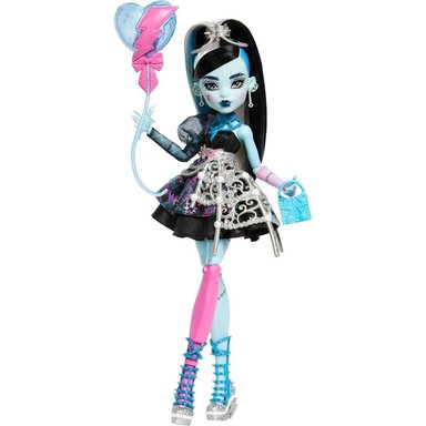 MONSTER HIGH FRANKIE STEIN, VESTIDO NEGRO Y ACCESORIOS TEMÁTICOS