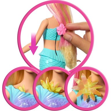 BARBIE SIRENA RUBIA FLORES MÁGICAS COLA OMBRÉ DIADEMA - 3