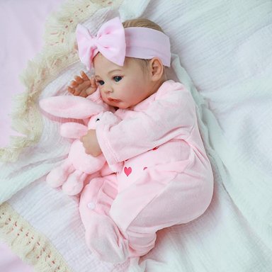 BEBÉ REBORN REALISTA MUÑECA 18' / 46 CM CON OJOS ABIERTOS Y ACCESORIOS