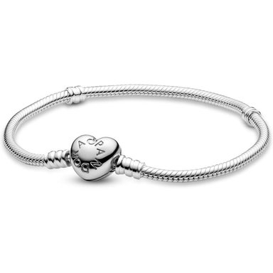 PANDORA MOMENTS PULSERA CADENA SERPIENTE CIERRE CORAZÓN 18 CM | PLATA - 2