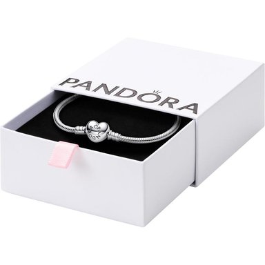 PANDORA MOMENTS PULSERA CADENA SERPIENTE CIERRE CORAZÓN 19 CM | PLATA