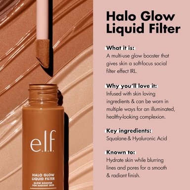 E.L.F. FILTRO LÍQUIDO HALO GLOW, POTENCIADOR DE TEZ PARA UN ASPECTO BRILLANTE Y SUAVE DE ENFOQUE, 4 MEDIANOS - 3