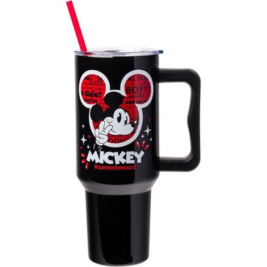 VASO  CON ASA Y PAJITA DISNEY 40 OZ / 1183 ML | MICKEY BLACK