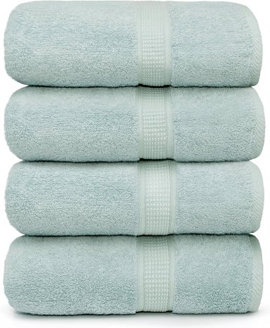 ARIV JUEGO DE 4 TOALLAS DE BAMBÚ DE ALGODÓN DE ALTA CALIDAD Y USO DIARIO, SUAVES, SECADO RÁPIDO Y ALTAMENTE ABSORBENTES 30 X 52