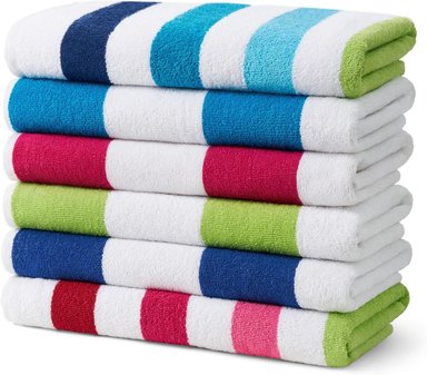 BEN KAUFMAN CABANA STRIPE - TOALLA DE PLAYA Y PISCINA DE TELA DE ALGODÓN VARIOS COLORES, 30 X 60' PAQUETE DE 6 - 1