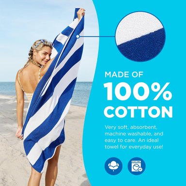 BEN KAUFMAN CABANA STRIPE - TOALLA DE PLAYA Y PISCINA DE TELA DE ALGODÓN VARIOS COLORES, 30 X 60' PAQUETE DE 6 - 3