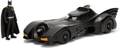 DC COMIC 1989 BATMOBILE CON 2.75' BATMAN METALS VEHÍCULO FUNDIDO A TROQUEL CON FIGURA, NEGRO