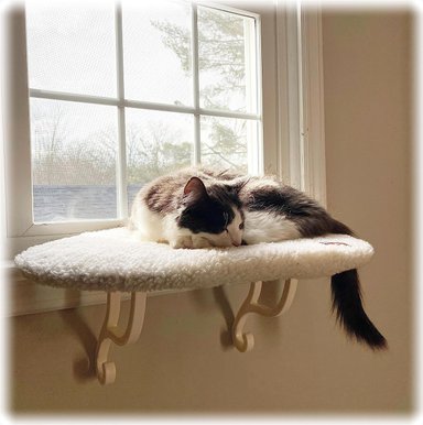 KYH PET PRODUCTS KITTY SILL WINDOW SILL CAT PERCH, CAT WINDOW PERCH CON CUBIERTA LAVABLE - FORRO POLAR SIN CALEFACCIÓN