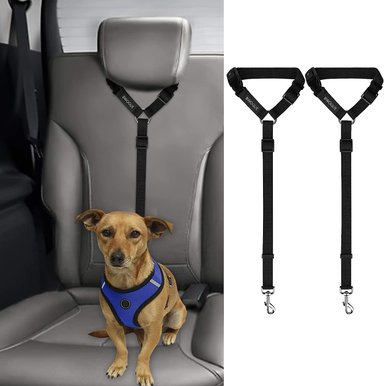 BWOGUE 2 PAQUETES DE CORREA DE CINTURÓN DE SEGURIDAD PARA PERROS, REPOSACABEZAS DE COCHE,SUJECIÓN AJUSTABLE DE NAILON PARA PERROS
